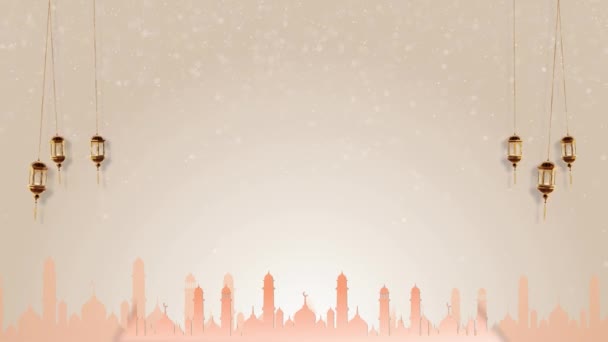 Декоративний Арабський Ліхтар Палаючою Свічкою Світиться Вночі Святкова Листівка Запрошення — стокове відео