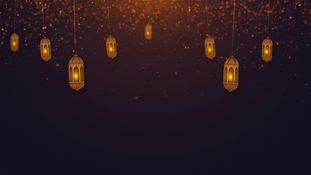 Tło Eid Adha Mubarak Tradycyjne Latarnie Ramadan Islamskie Oświetlenie Cząsteczek — Wideo stockowe