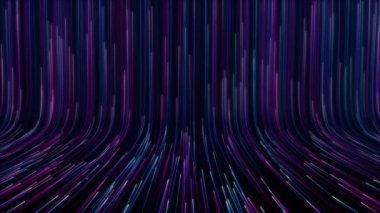 Dijital stüdyo sahne şebekesi veri akışı tüneli iletişim teknolojisi dijital arkaplan ışığı büyük veri görselleştirmesi. Uzay yolculuğu, müzik performansı. Animasyon. sahne görüntüsü. 3D 4K