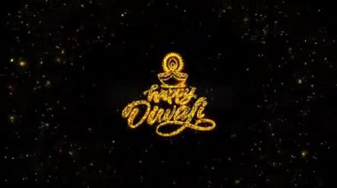 Altın Diwali selamları diya lambası, Diwali Havai fişekleri ve Rangoli ve parıldayan parçacıklar ışık festivalini kutluyor. Diwali ya da Deepavali adındaki Hint ışık festivali.