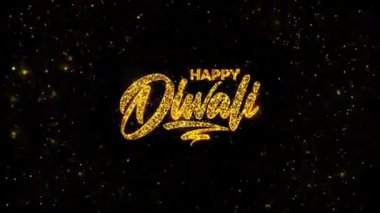 Altın Diwali selamları diya lambası, Diwali Havai fişekleri ve Rangoli ve parıldayan parçacıklar ışık festivalini kutluyor. Diwali ya da Deepavali adındaki Hint ışık festivali.