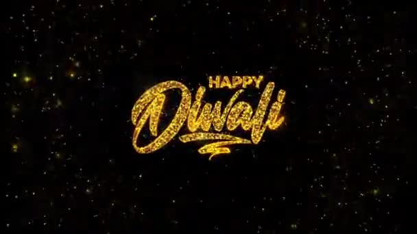 Golden Diwali Hälsningar Önskar Diya Lampa Diwali Fyrverkerier Och Rangoli — Stockvideo