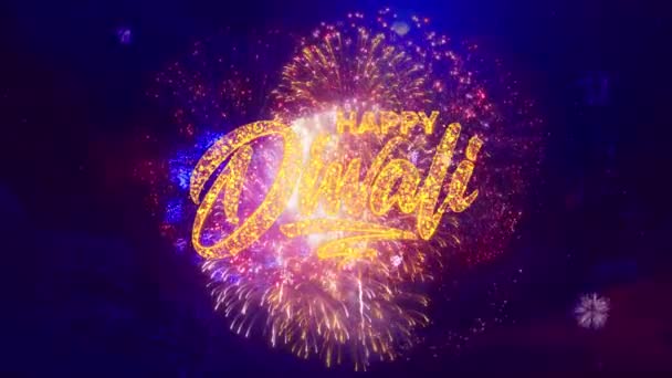 Glückliche Diwali Text Feuerwerk Animation Grußtext Design Für Deepavali Oder — Stockvideo