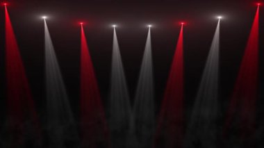 4K sahne ışıkları konser sırasında yanıp sönüyor ve parlıyor. Dumanlı bir ışık. Büyük bir konser arkaplanı. Konser veya sahne ışıkları Parti Konserinin Arkaplanı