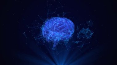 Dijital insan beyni. Beyin tarama teknolojisi konsepti. Düşünme, nöroşirürji teşhisi, dijital siber insan beyni, tıp bilimi, sağlık hizmeti anatomisi. Küresel tıp bilimi. derin öğrenme,