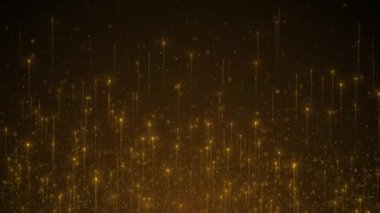 4K 3D Soyut Parlak Altın Parlak Fon Festivali Canlandırma Festivali Hareketi Toz Arkaplanı Altın Bokeh 'i ödüllendiriyor. Işıldayan ışıltı parçacıkları parlatır. Ödül töreni, gece kulübü.