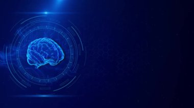 Yapay zekadan güç alan insan beyni. İş ve sağlık konsepti. AI Dijital veri madenciliği ve makine öğrenme teknolojisi bilgisayar beyni. Derin öğrenme engelleme sinirsel ağı