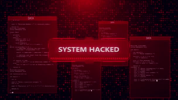 Computer Systeem Hacken Waarschuwing Concept Van Een Computernetwerk Voor Cyberaanvallen — Stockvideo