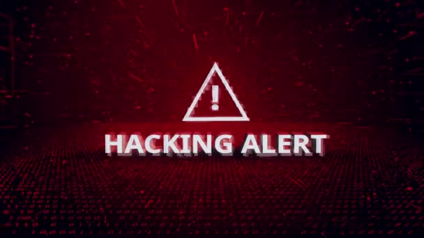 Sistema Hackeado Ataque Cibernético Alerta Red Informática Vulnerabilidad Ciberseguridad Violación — Vídeo de stock