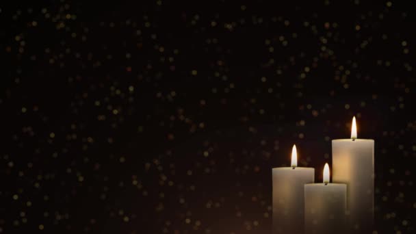 4K三维燃烧着蜡烛的火焰 在梦想表达之后 点燃了生日人的灯 圣诞丧礼的概念 — 图库视频影像