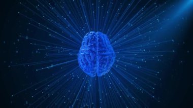 Dijital animasyon İnsan beyni sanal sanal zeka sanal internet alanını öğreniyor. Veri madenciliği, derin öğrenme modern bilgisayar teknolojisi. ai Derin öğrenme makinesi düşünme süreci.