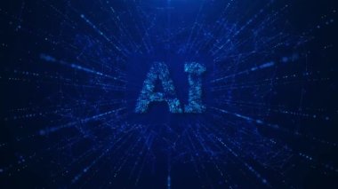 4K 3D Futuristik veri akışı siber uzay beyin teknolojisi. Modern Bilim İnovasyon Vizyonu. Holografik Makro AR Simülatör Projeksiyonu. Çevrimiçi Ai Smart Connect öğrenme makinesi, 4K 3D