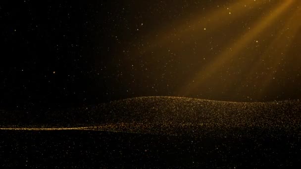 Розкішна Золота Конфетті Розкішна Анімація Частинок Пилової Церемонії Церемонія Подія — стокове відео
