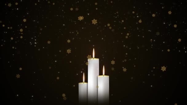 许多蜡烛在昏暗的烛焰中燃烧 隐隐闪烁着迷人的灯光 为宗教仪式敬神禅修 和平精神丧葬仪式 圣诞蜡烛 — 图库视频影像