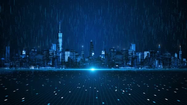 Digital Metaverse Artificial Intelligence Technology Cyberspace City Concepto Ciudad Inteligente — Vídeos de Stock