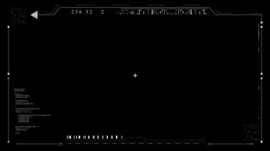 4k kamera görüntü bulucu şeffaflık ile HUD. Geniş ekran video kamera ekran, akıllı telefon kayıt çerçeve üzerinde siyah arkaplan. Çoklu ayarlı dijital ekran. CCTV görüntüleyici