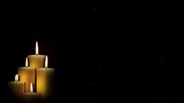 Bokeh烛焰燃烧照明背景 感恩节 情人节 生日快乐 纪念日 圣诞浪漫 悼念日蜡烛 出席葬礼的纪念蜡烛 — 图库视频影像