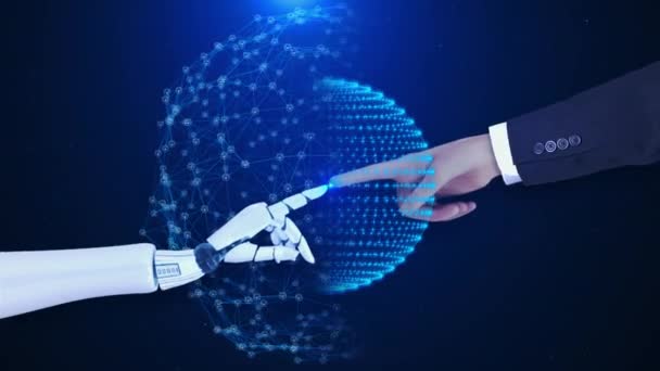 Cyfrowe Badania Sztucznej Inteligencji Robota Rozwoju Człowieka Przyszłości Ludzi Projektowanie — Wideo stockowe