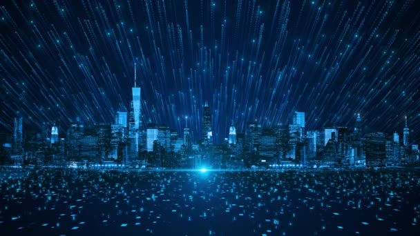 Smart City Network Connection Technology Background Night Digital Transformation Velké — Stock video