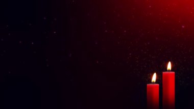 3D 4K Bokeh mum alevi yanan ışıklandırma arkaplanı. Şükran Günü, Sevgililer Günü, Doğum günün kutlu olsun, Anılar, Kutlamalar, Noel Aşkı. Anma günü mumları. Yanmış Cenaze Anıtı mumları.