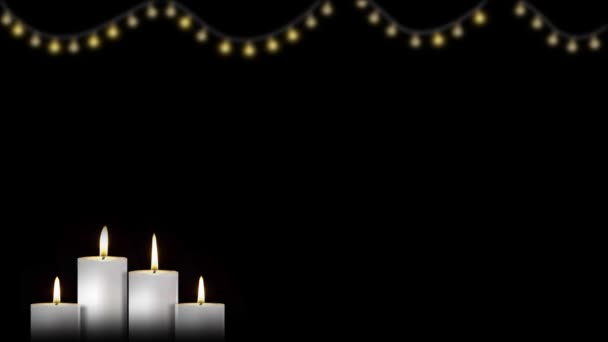 圣诞燃点着烛光 背景是喜庆的灯号 圣诞礼物 云杉树枝和礼物 惊人的抽象背景 过冬庆祝活动 假期快乐的概念 — 图库视频影像