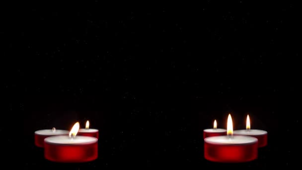 Płonąca Świeca Lampkami Choinkowymi Bokeh Tle Pomnik Religijny Romance Concept — Wideo stockowe