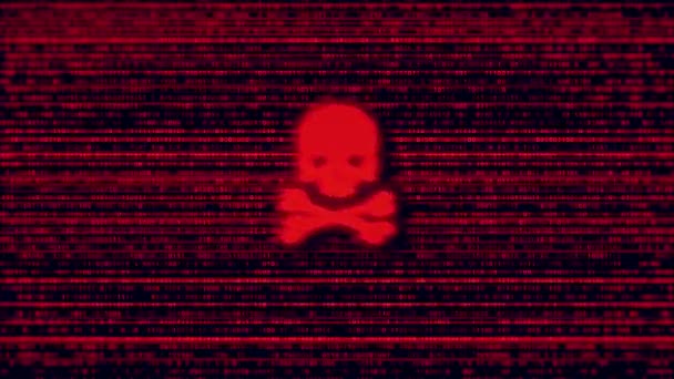 컴퓨터 프로그래밍 코드와 두개골 공격의 시스템 해킹의 바이러스 사이버 인터넷 — 비디오
