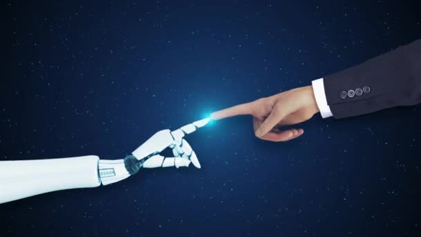 未来型ヒューマンロボット 人工知能Ai技術開発と機械学習コンセプト グローバルロボットバイオニックサイエンス研究ライフ 自動チャット Gpt Aiラーニング学習 — ストック動画
