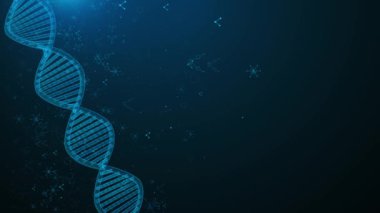 DNA molekül parçacıklarının soyut animasyonu. Dijital DNA, insan genomu. Tıbbi araştırma, genetik mühendislik, biyoloji. Fütürist 4k DNA molekülü. Biyoteknoloji Kimya Bilimi Bilimi Kozmetiği