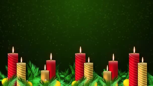 Boże Narodzenie Palenie Świeca Świątecznym Bokeh Światła Tle Prezenty Świąteczne — Wideo stockowe