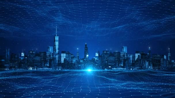 Smart City Digital Cyberspace Digital Data Network Connections High Speed — Αρχείο Βίντεο