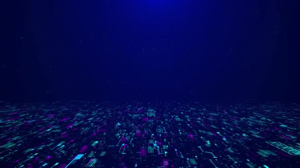 Abstrakcyjna Technologia Cyfrowa Cyfrowy Krajobraz Tunel Sci Fantastyczne Tło Światła — Wideo stockowe