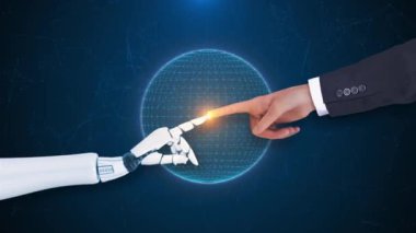 4K Ai İnsan ve Robotlar, Sanal gerçeklik, Görselleştirme Yapay Zeka, AR, VR, Küresel Ağ ve VR, Gelecekteki Yenilikçi Yenilik, Metaevren, Yapay Zeka. Büyük veri Dijital Ağ. Üç Boyut