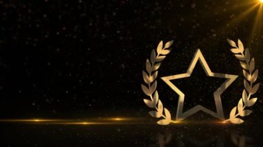 4K 3D Lüks Altın Parlayan Parıldayan Parçacıklar ödül etkinliği için sahne parıltılarını ödüllendiriyor. Parçacık, lüks ödüller töreni geçmişi, Oscar performansı. moda, müzik, festival, kulüp.