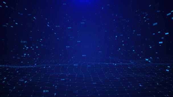 Futurista Digital Túnel Virtual Espaço Grade Fantástica Tecnologia Números Binários — Vídeo de Stock