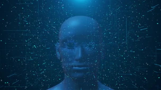 Futurystyczna Sztuczna Inteligencja Machine Learning Robot Człowieka Big Data Network — Wideo stockowe