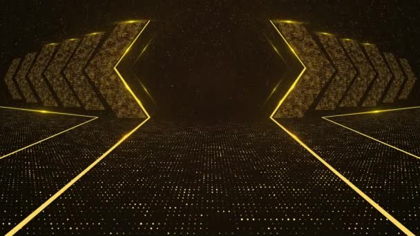 Luxo Ouro Luz Espumante Partículas Explosão Prêmios Fase Brilho Brilhos — Vídeo de Stock
