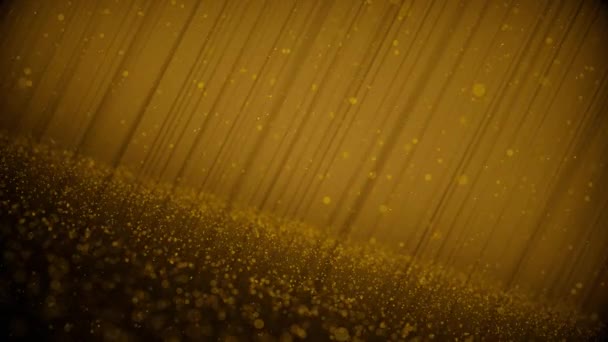 Golden Stream Brilho Poeira Faíscas Faísca Brilho Raios Luz Confetes — Vídeo de Stock