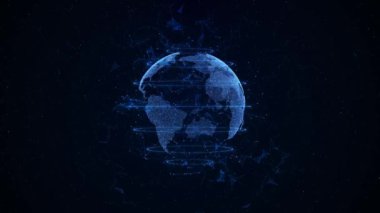 Dijital dünya döndürme, küresel ağ bağlantı teknolojisi soyut arka plan. Dünya çapında uluslararası internet bilgi verileri, Siber Uzay Küre Haritası haber raporu ve dünya ile ilgili son dakika haberleri