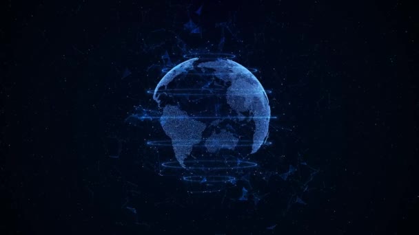 Cyfrowe Obracanie Ziemi Globalne Połączenie Sieciowe Abstrakcyjne Tło Technologii Międzynarodowe — Wideo stockowe