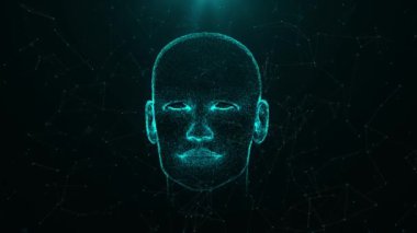 4K Geleceğin Yapay Zeka Beyin Animasyonu. Gelecekçi insan beyni arayüzü kavramı. Robot sistem. Yapay zeka dijital arka plan programlanıyor. Derin öğrenim beyin büyük veriler veya siber güvenlik