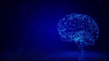 3D Futuristik Yapay Zeka Yapay Zeka Dijital Beyin, Yaşam Beyni, büyük veri derin öğrenme bilgisayar makinesi, kuantum hesaplama 4K arka planı. veri akışı Robotik Siber Güvenlik İnovasyonu