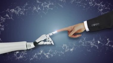 Geleceğin insan robotu El Yapay Zeka Teknoloji Geliştirme ve Makine Öğrenme Konsepti. Küresel robot biyonik bilim araştırma hayatı. Otomatik Sohbet GPT, AI Öğrenme Öğrenme, 4K 3D