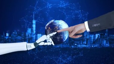 Küresel ağ bağlantısı, İnternet Teknolojisi Yapay Zeka veya çalışma araçları için yapay zeka. Chatbot Sohbet Yapay Zekası yenilikçi olmak için. büyük veri ağ bağlantısı arka planı, makine öğrenmesi.