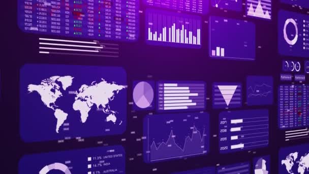 Futuristic Big Data Stock Market Business Space Mostrando Grafici Torta — Video Stock