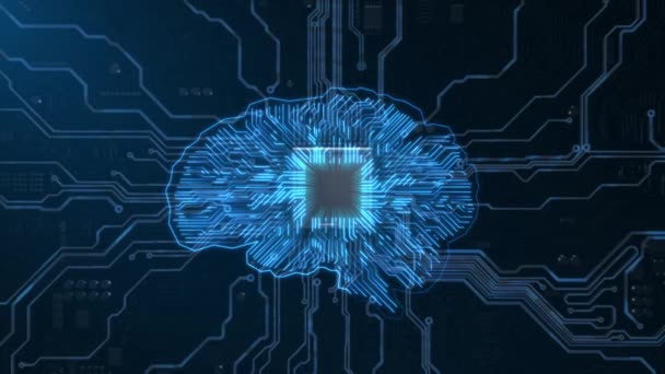 Искусственный Интеллект Будущие Концептуальные Данные Проходящие Через Сеть Узлов Цифровой — стоковое видео