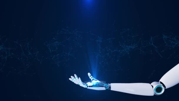 Технологічний Язок Авіо Роботом Hand Futuristic Концепція Інтерфейсу Людського Мозку — стокове відео