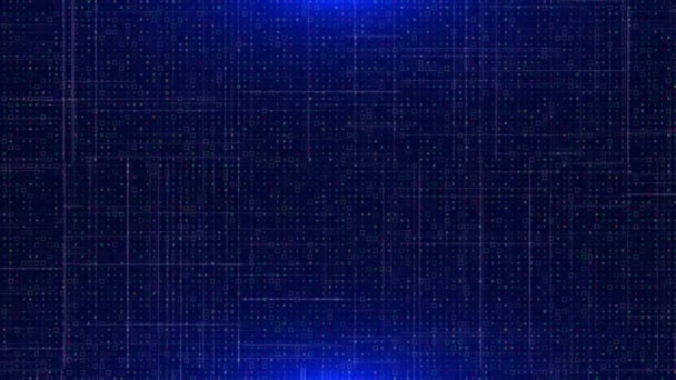 Blue Digital Grid Abstract Background Network Grid Perspective Motion Graphic — Vídeo de Stock