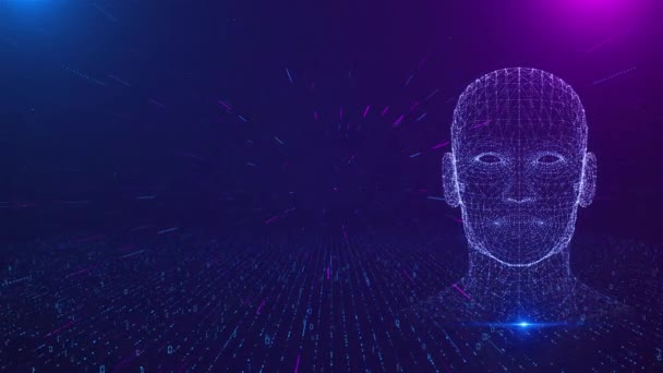 Skanowanie Twarzy Hologram Biometryczna Sieć Badań Medycznych Głęboki System Uczenia — Wideo stockowe
