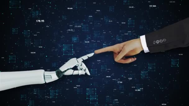 Artificial Intelligence Hands Robot Human Touching Process Automation Rpa Digital — Stock Video